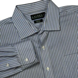 Lauren‎ Ralph Lauren Men's Black and White Striped Dress Shirt